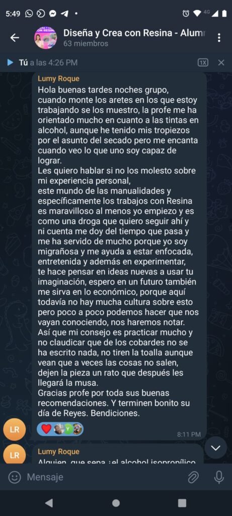Testimonio de alumna de Diseña y Crea con Resina